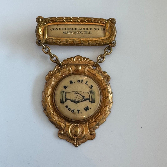 Antique Amalgamated Association of Iron Steel and Tin Workers Union Medal Pin