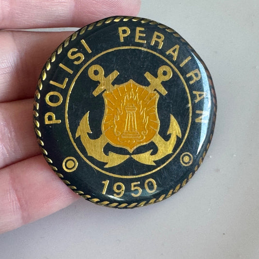 Vintage Polisi Perairan 1950 Indonesian Marine Police Lapel Pin Badge