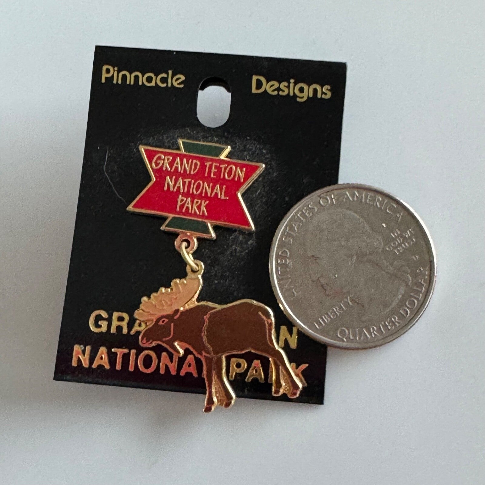 Vintage Grand Teton National Park Wyoming WY Moose Dangle Lapel Pin
