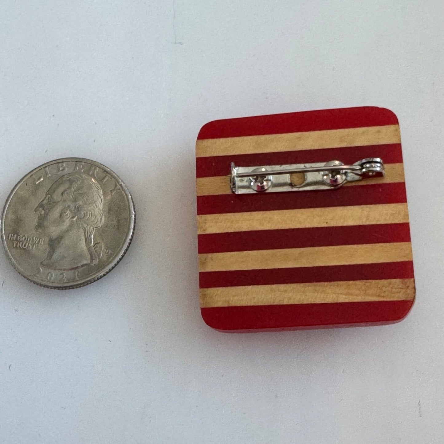 Patriotic Resin Eagle Red Striped Background Brooch Lapel Pin