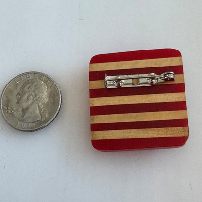 Patriotic Resin Eagle Red Striped Background Brooch Lapel Pin