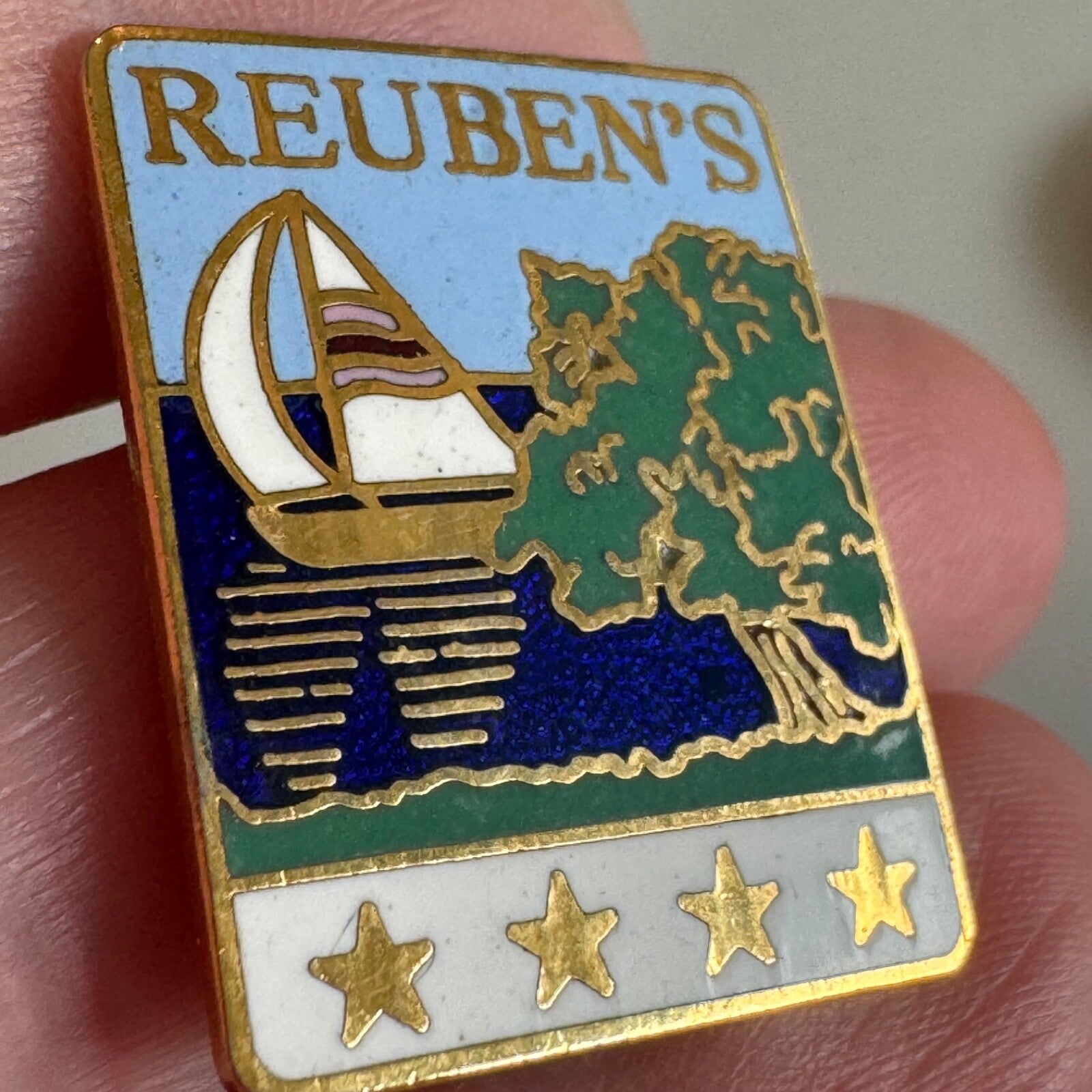 Reuben’s San Diego Restaurant Sailing & Trees Nautical Themed Enamel Lapel Pin