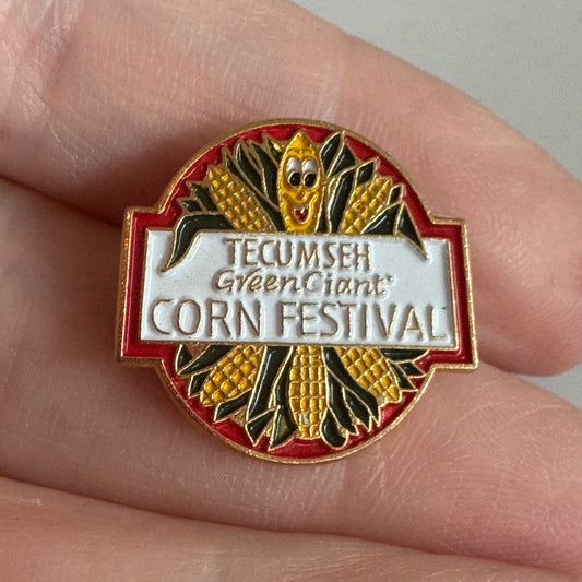 Vintage Tecumseh GreenGiant Corn Festival Green Giant Enamel Lapel Pin RARE