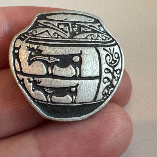 Vintage Silver Town Pottery Vase Brooch Pin
