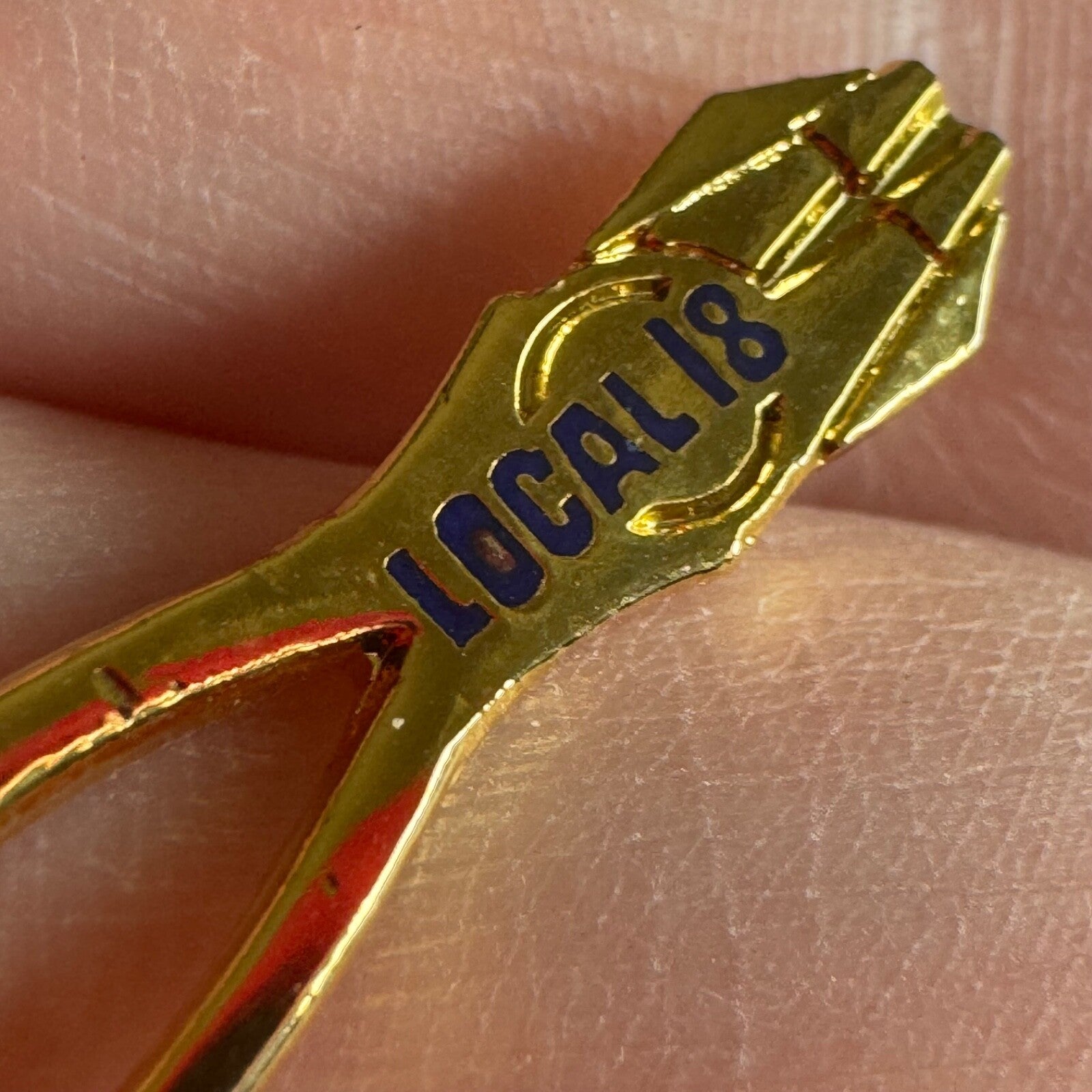 Vintage Local 18 IBEW Gold Tone Lapel Pin Union Los Angeles California