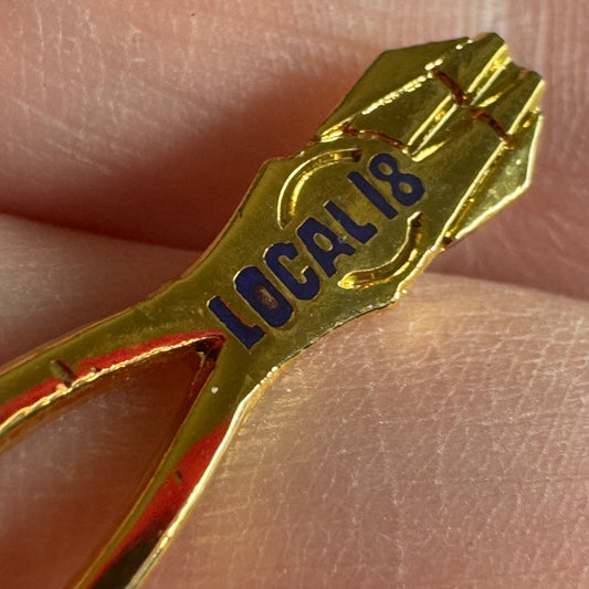 Vintage Local 18 IBEW Gold Tone Lapel Pin Union Los Angeles California