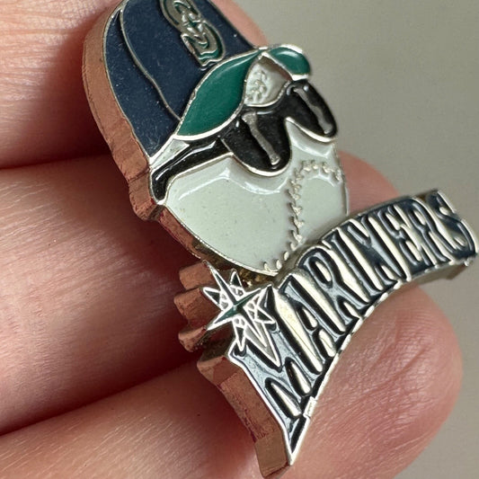Vintage Seattle Mariners Frowning Baseball with Sunglasses 2001 Lapel Pin MLB