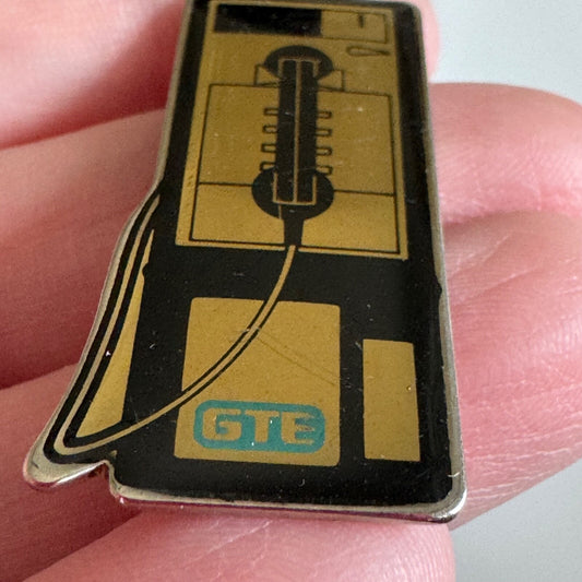 Vintage GTE Telephone Payphone Enamel Lapel Pin Pay