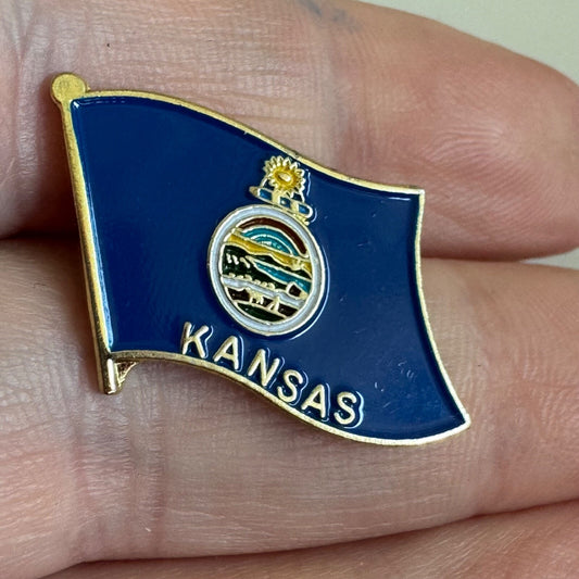 Kansas State Flag Enamel Lapel Pin Tie Tack