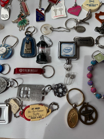 Lot of 45+ Vintage to Now Advertising Keychains Key Chains Bag Tags