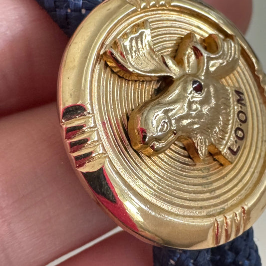 Vintage Loyal Order of Moose Bolo Tie Gold Tone LOOM Jeweled Eye
