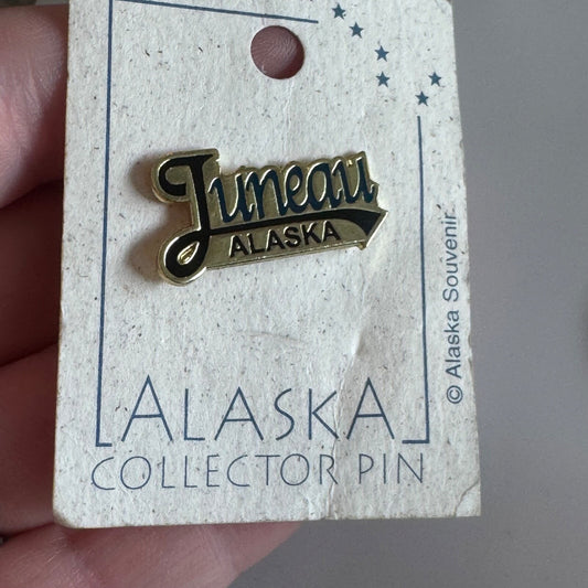 Juneau Alaska Gold Collector Enamel Souvenir Lapel Pin on Card