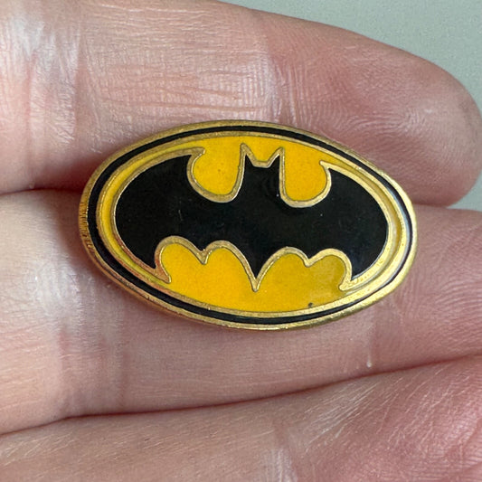 Vintage 1984 DC Comics Batman Logo Enamel Lapel Pin Tie Tack Nicely Made!