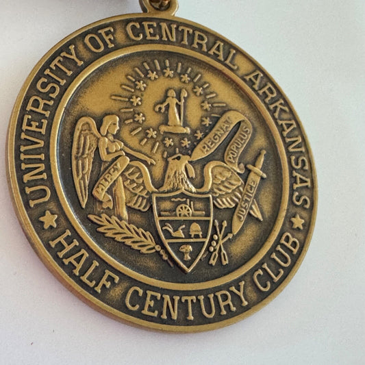 Vintage University of Central Arkansas Half Century Club Medal Purple Ribbon