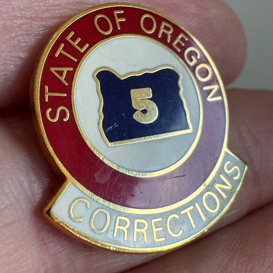 Vintage State of Oregon Corrections Lapel Pin 5 Years of Service RARE