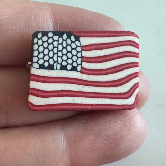 Vintage Polymer Clay United States Flag Brooch Pin American