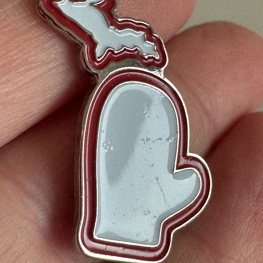 Michigan Mitten and Upper Peninsula White Red State Shape Pin 