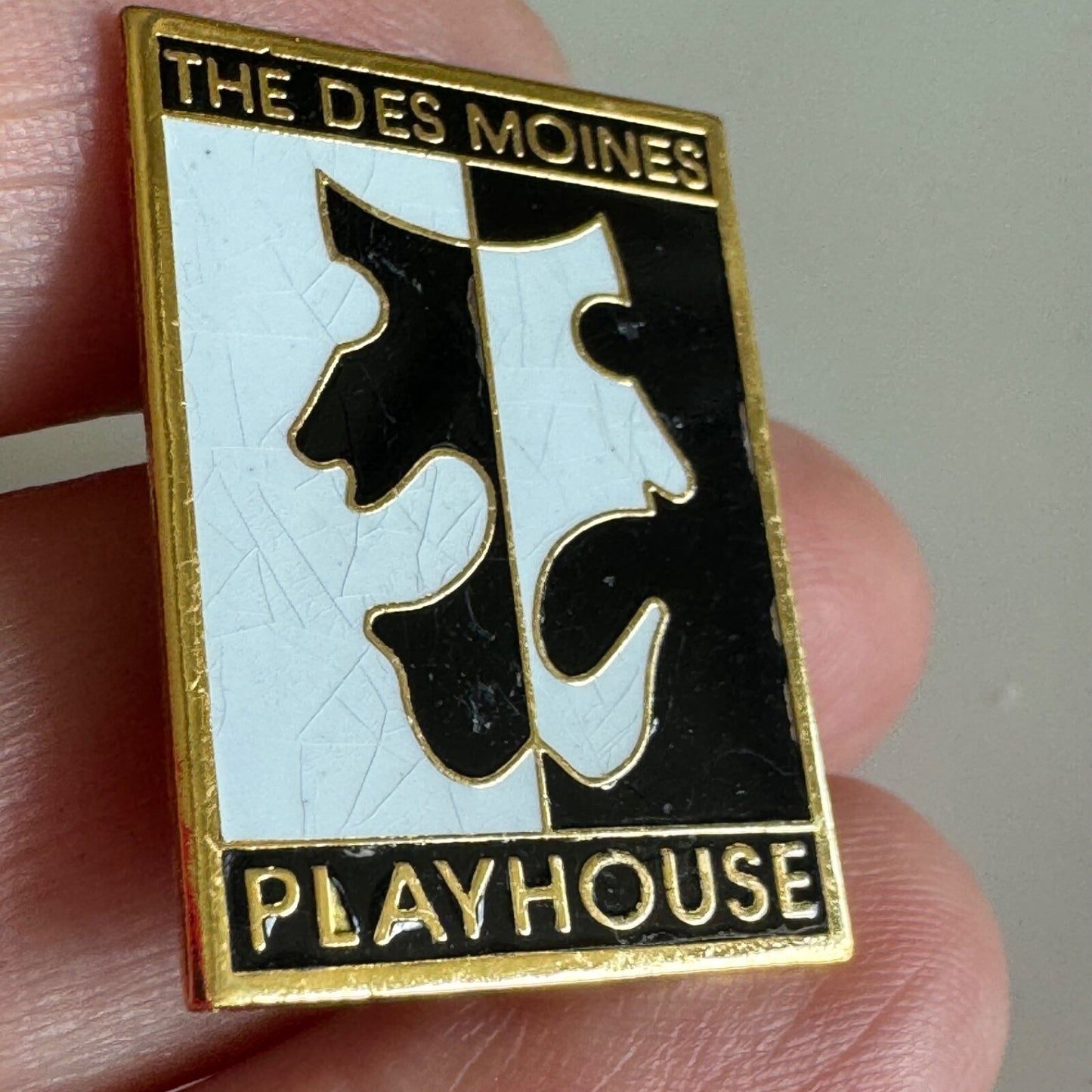 Vintage The Des Moines Playhouse Lapel Pin Iowa RARE