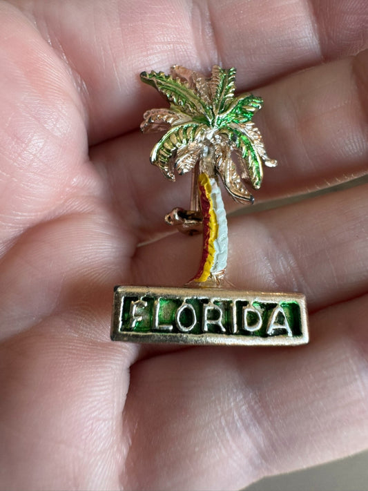 Vintage Florida Souvenir Brooch Pin Palm Tree