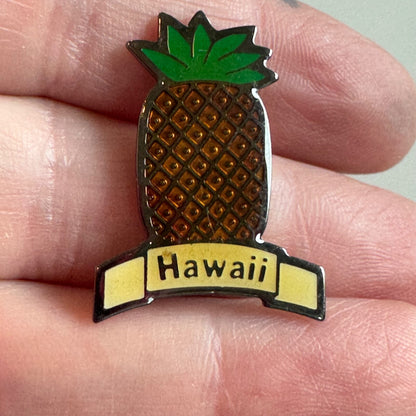 Vintage Hawaii Pineapple Enamel Lapel Pin Souvenir Tourist
