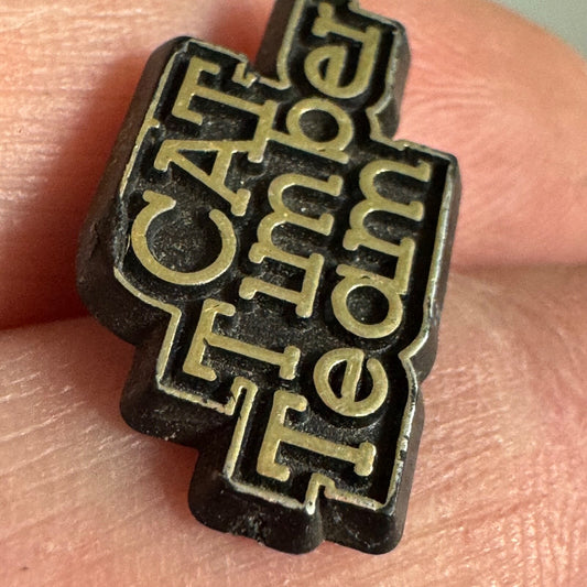 Vintage CAT Timber Team Caterpillar Lapel Pin Plastic
