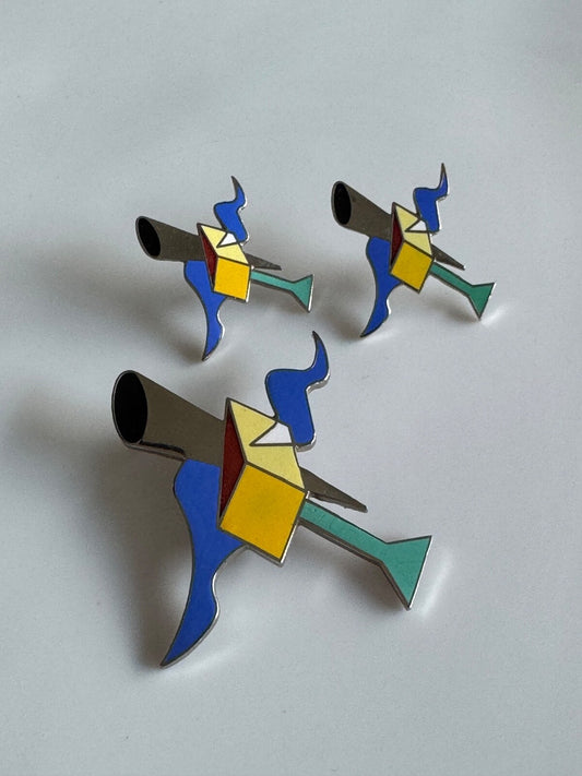 Vtg Acme Studios Alchi X Alchimia Modernist Enamel Pin Brooch Earrings Set