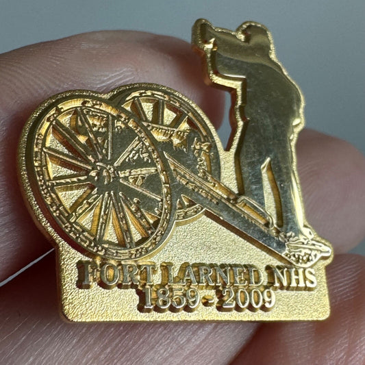 Fort Larned NHS Pin 1859–2009 150 Years Cannon Bugler Gold Santa Fe Trail RARE