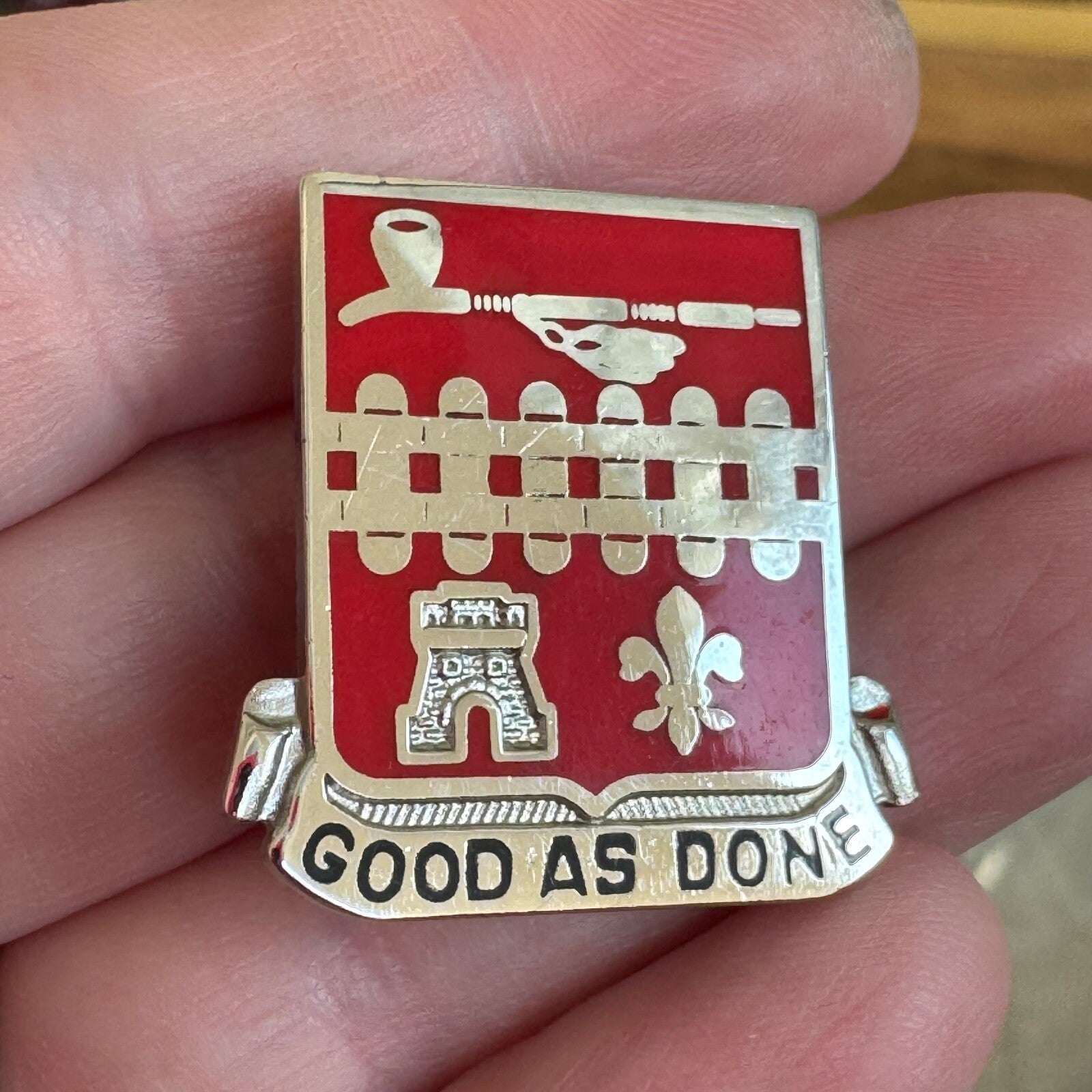 32nd Division 107th Engineer Good As Done Railway Operating Battalion DUI DI Pin