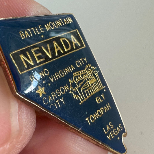 Nevada State Map Lapel Pin Battle Mountain Carson City Reno Las Vegas Ely