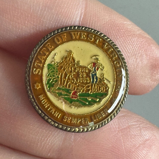 Vintage State of West Virginia Seal Pin – June 20 1863 Enamel Souvenir Badge