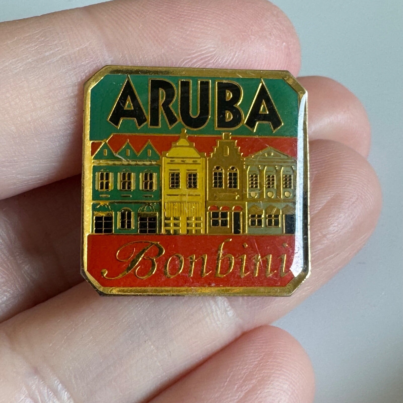 Aruba Bonbini Lapel Pin – Colorful Caribbean Row Houses Design