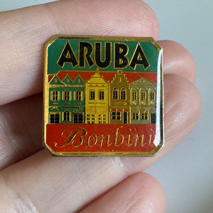 Aruba Bonbini Lapel Pin – Colorful Caribbean Row Houses Design