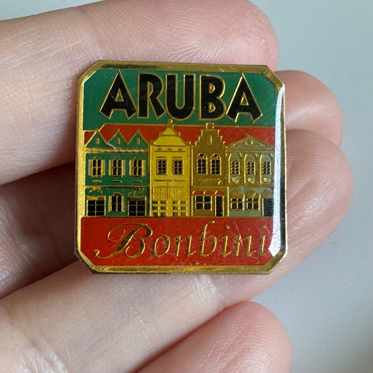 Aruba Bonbini Lapel Pin – Colorful Caribbean Row Houses Design