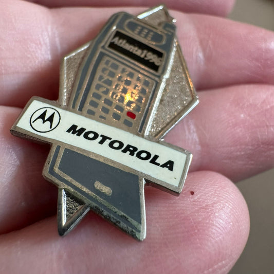 Atlanta 1996 Motorola Enamel Lapel Pin Flip Phone MicroTac