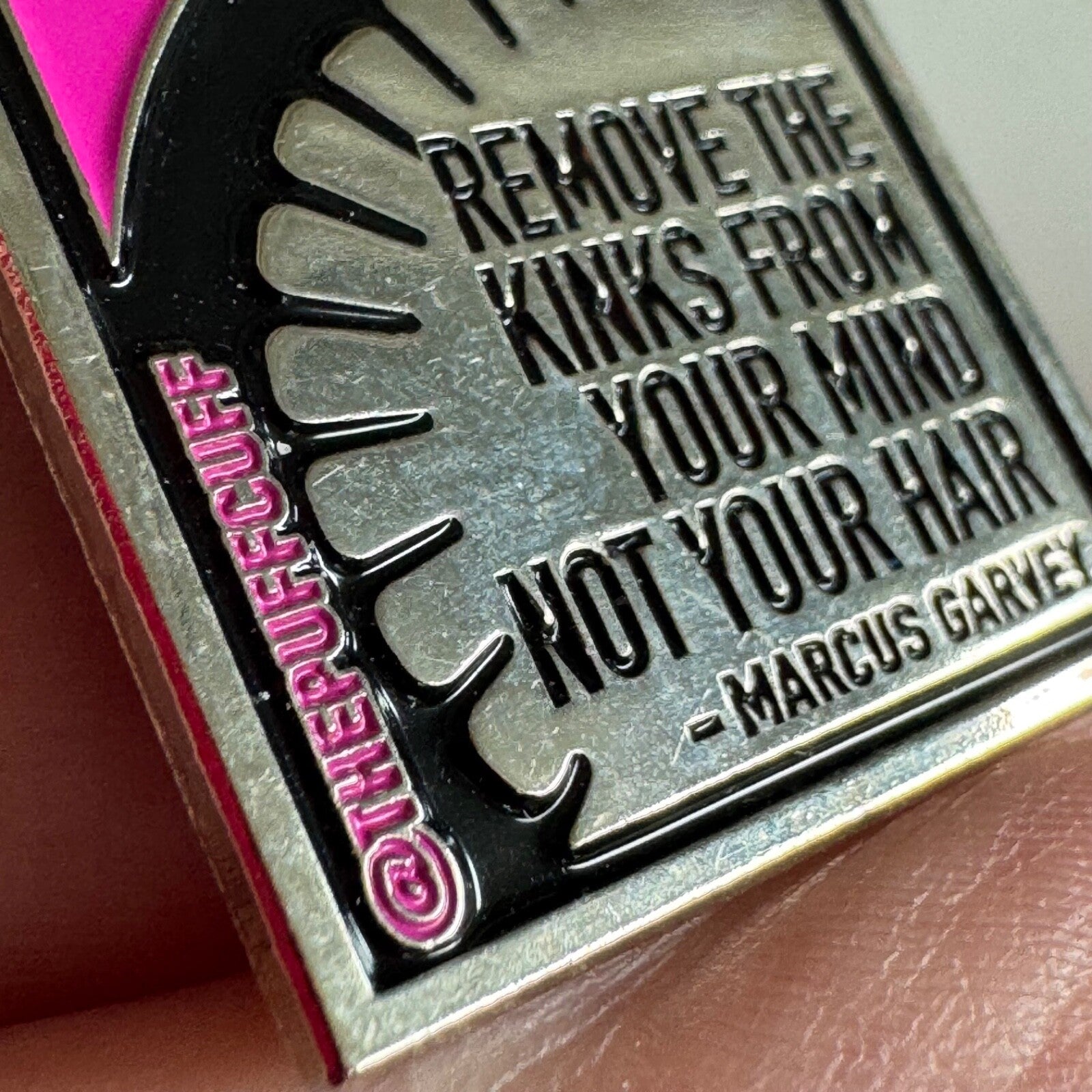 Marcus Garvey Quote Pin – “Remove the Kinks From Your Mind Not Your Hair"
