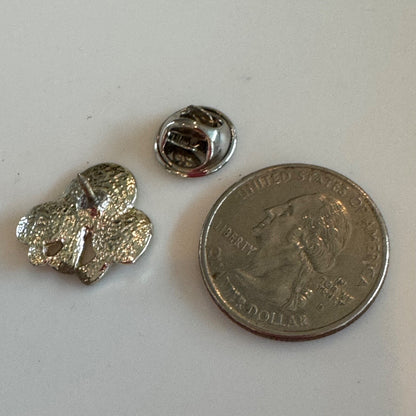 Vintage Silver Tone Mushroom Trio Lapel Pin Scatter Glitter Finish