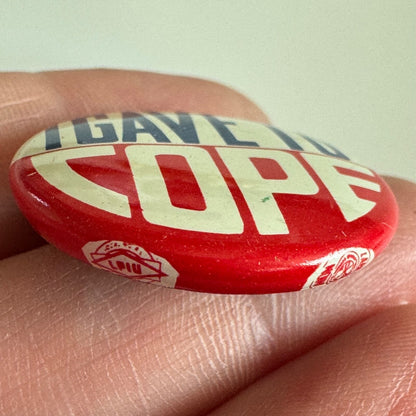 Vintage I Gave to COPE Union Lapel Pin IBEW Electrical Workers