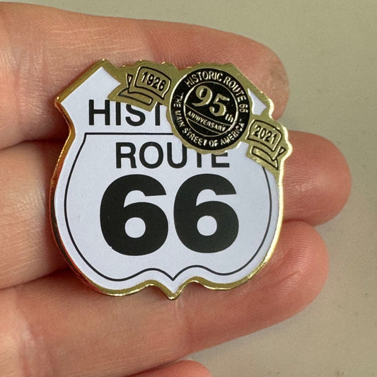 Historic Route 66 95th Anniversary Enamel Pin – 1926–2021 Collector