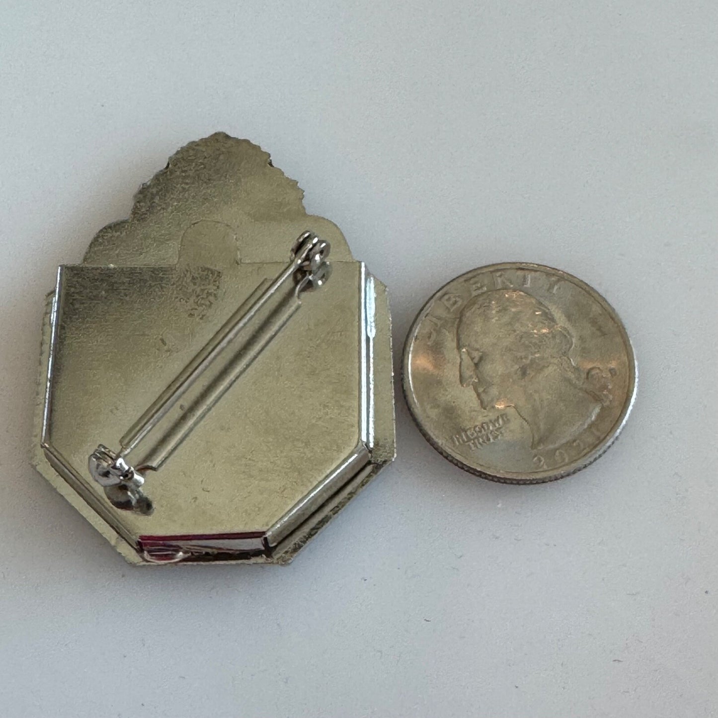 Vintage Pierre Bex Look Octagon Frame Brooch Pin Ornate Unsigned REO Elegant!