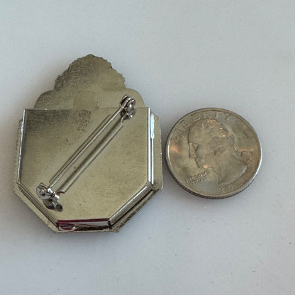 Vintage Pierre Bex Look Octagon Frame Brooch Pin Ornate Unsigned REO Elegant!