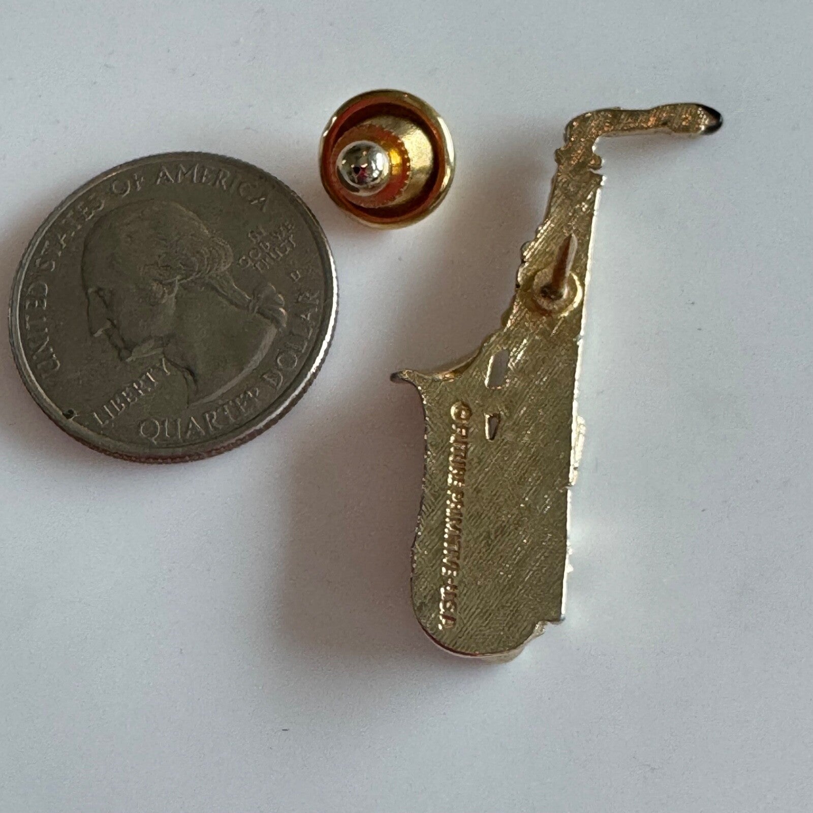 Vintage Future Primitive Saxophone Lapel Pin Tie Tack Brooch - Nice!