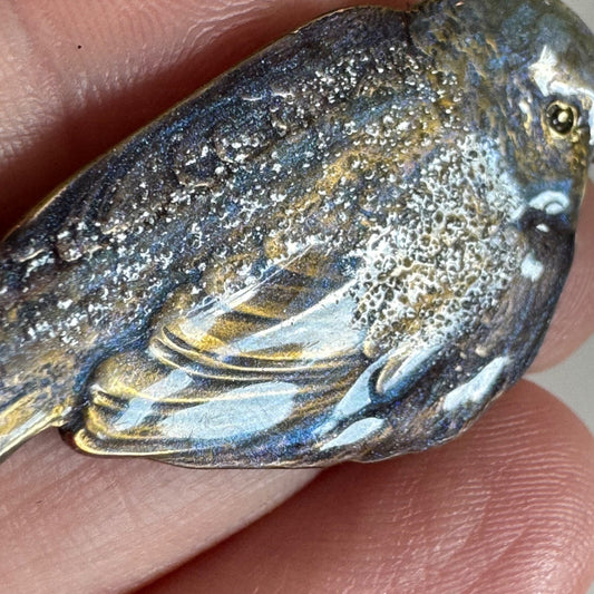 Vintage Brass and Enamel Bird Brooch - Beautiful!