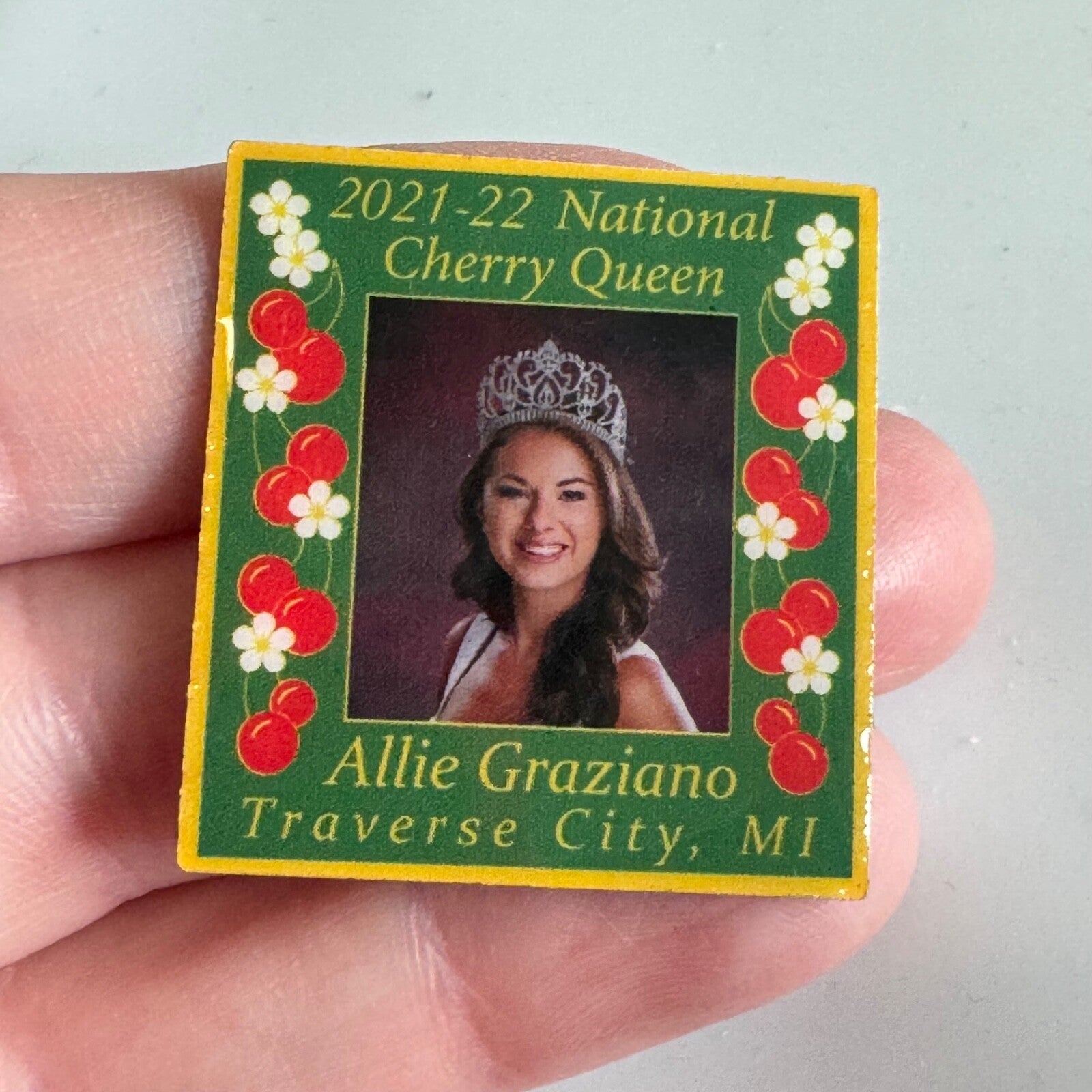 National Cherry Queen 2021-22 Traverse City Michigan MI Pin