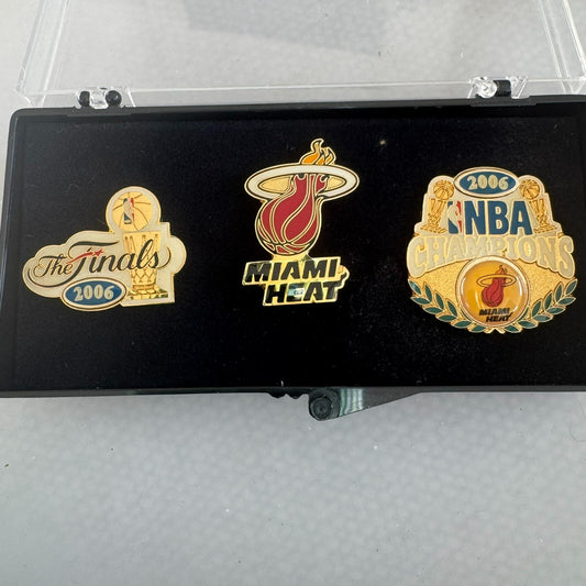 2006 Miami Heat NBA Championship Lapel Pin Set Dwayne Wade Shaquille O'Neal