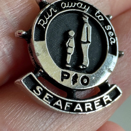 Vintage Run Away to Sea P&O Seafarer Silver Tone Lapel Pin