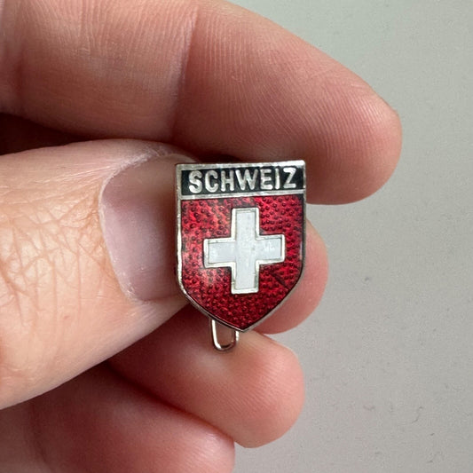 Vintage Schweiz Cloisonne Lapel Pin Switzerland Souvenir Tourist