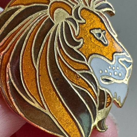 Vintage Cloisonne Lion with Large Mane Lapel Pin  Gift Creations 