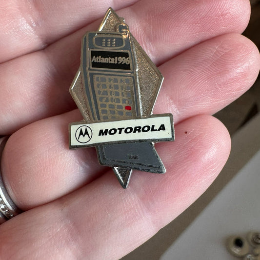 Atlanta 1996 Motorola Enamel Lapel Pin Flip Phone MicroTac