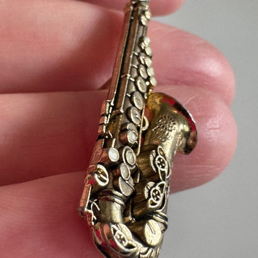 Vintage Future Primitive Saxophone Lapel Pin Tie Tack Brooch - Nice!
