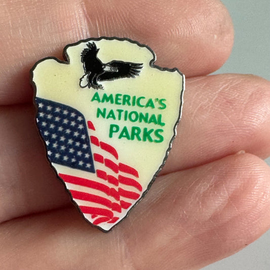 America's National Parks Arrowhead US Flag Eagle Souvenir Lapel Pin